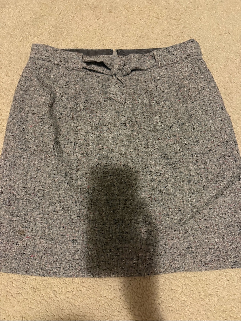 J. Crew Gray Tweed Mini Skirt with Waist Tie